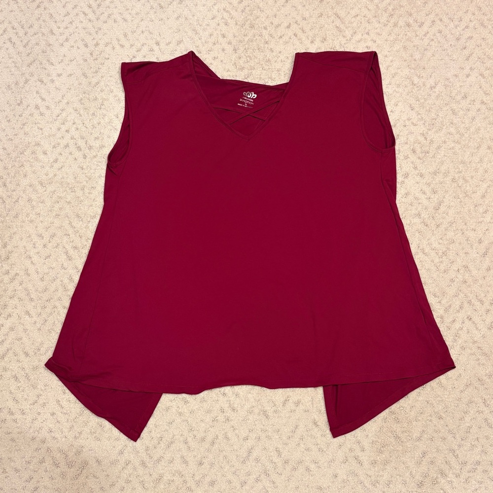 Maurices In Motion Cover Up Top Size XL Semi Sheer Burgundy Wine Open Back